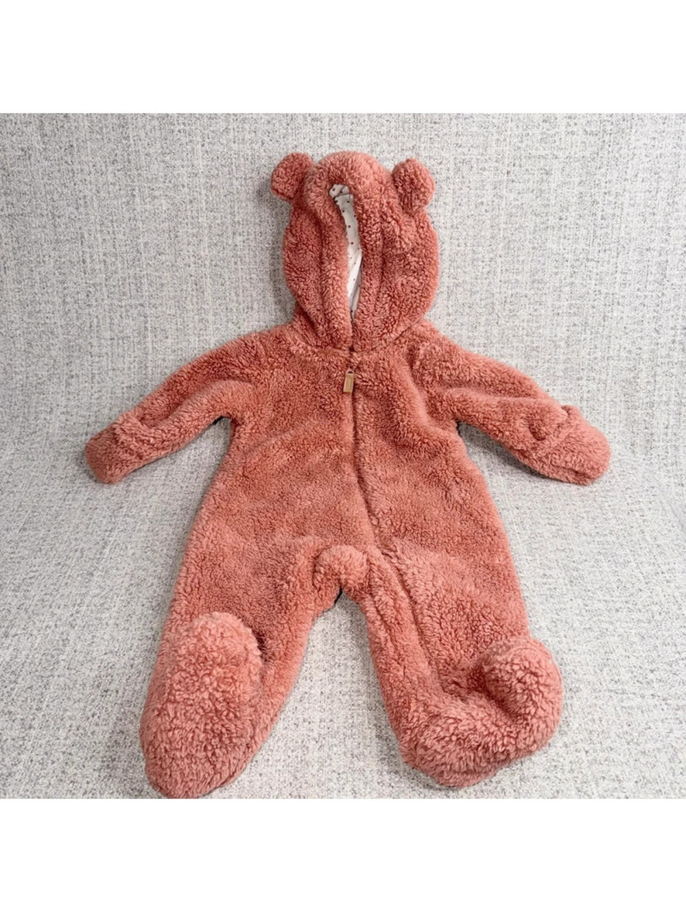 Carters Baby Fleece Bear Hooded Footed Jumpsuit Pink Sherpa 3 Months Fall Winter